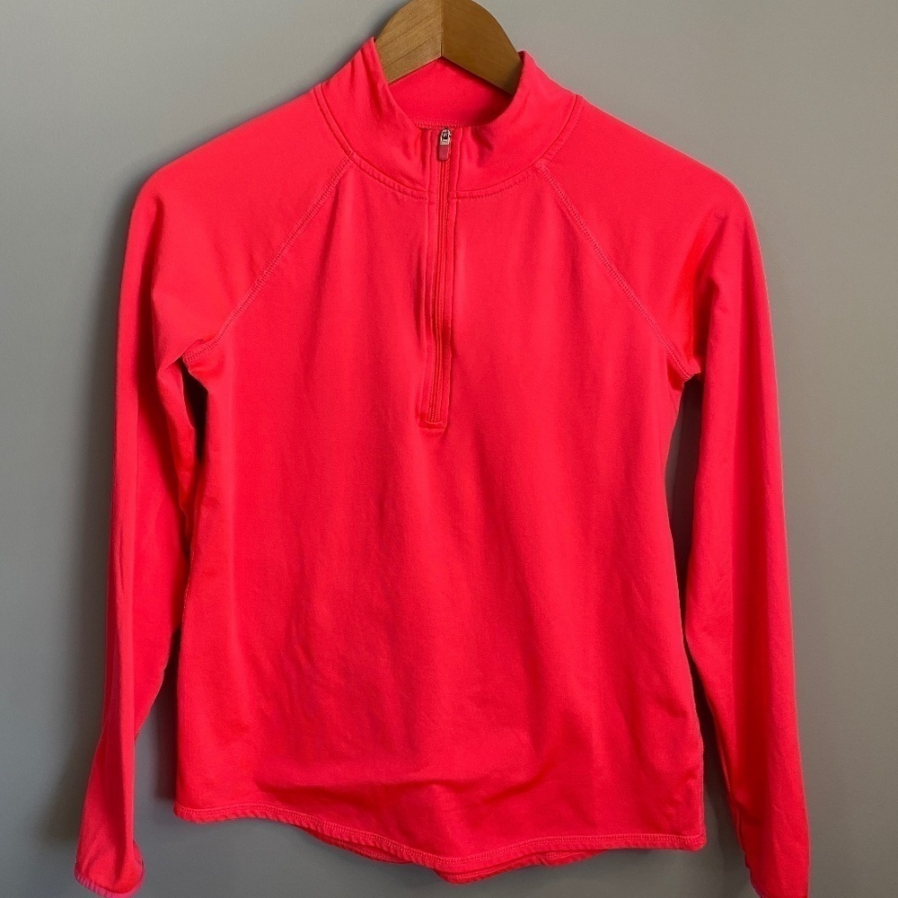Justice Girl's Athletic Long Sleeve Peachy-pink 1/4 Zip Pullover Size 16